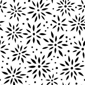 Flower Bursts - black on white // Medium