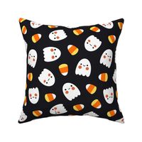 Kawaii Candy Corn and Ghost Pattern in Black, Large