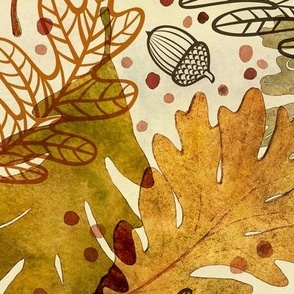 Autumn Confetti Extra Large- Fall Leaves- Thanksgiving Home Decor- Earthy Tones Oak Leaves and Acorns