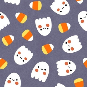 Kawaii Candy Corn and Ghost Pattern in Gray, Large