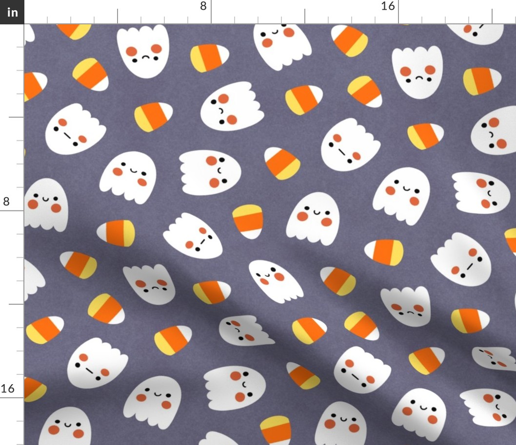 Kawaii Candy Corn and Ghost Pattern in Gray, Large