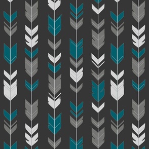 Arrow feathers - dark teal on charcoal