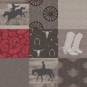 Lone Cowboy Quilt - red/brown