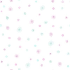 Watercolor Dots - Mint and Pink
