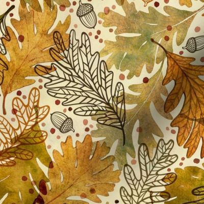 Autumn Confetti Medium- Fall Leaves- Thanksgiving Home Decor- Earthy Tones Oak Leaves and Acorns