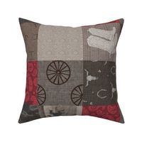 Lone Cowboy Quilt - red/brown rotated