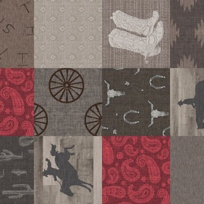 Lone Cowboy Quilt - red/brown rotated