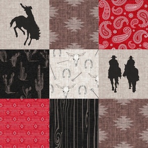 Cowboys Quilt - red/brown/black