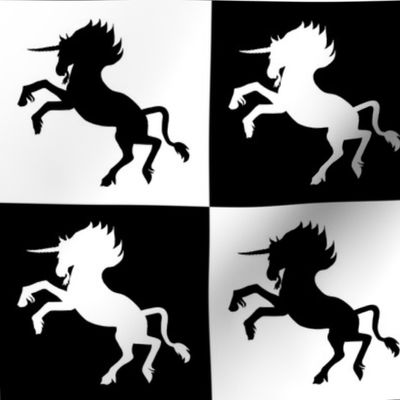 Black and White Checkerboard Unicorns