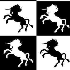 Black and White Checkerboard Unicorns