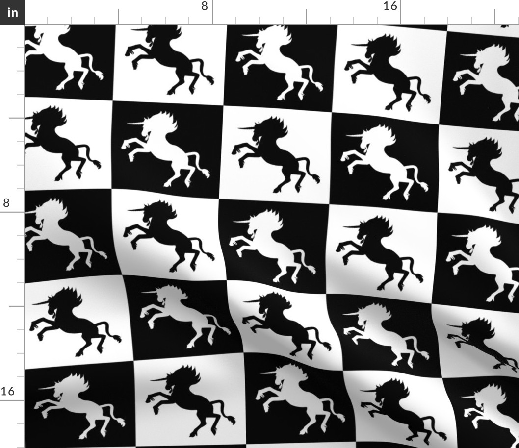 Black and White Checkerboard Unicorns