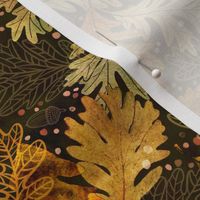 Autumn Confetti Dark Golden Small- Fall Leaves- Thanksgiving Home Decor- Earthy Tones Oak Leaves and Acorns