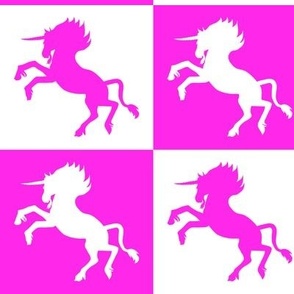 Pink and White Checkerboard Unicorns