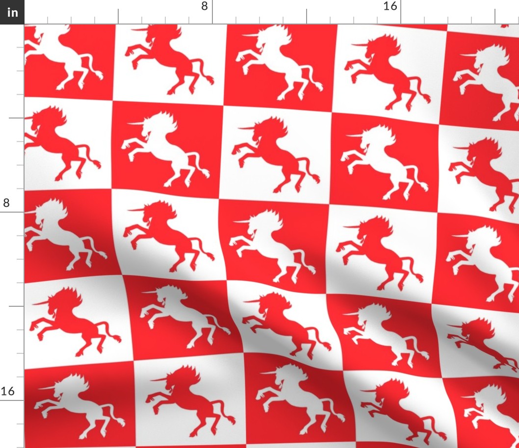 Red and White Checkerboard Unicorns