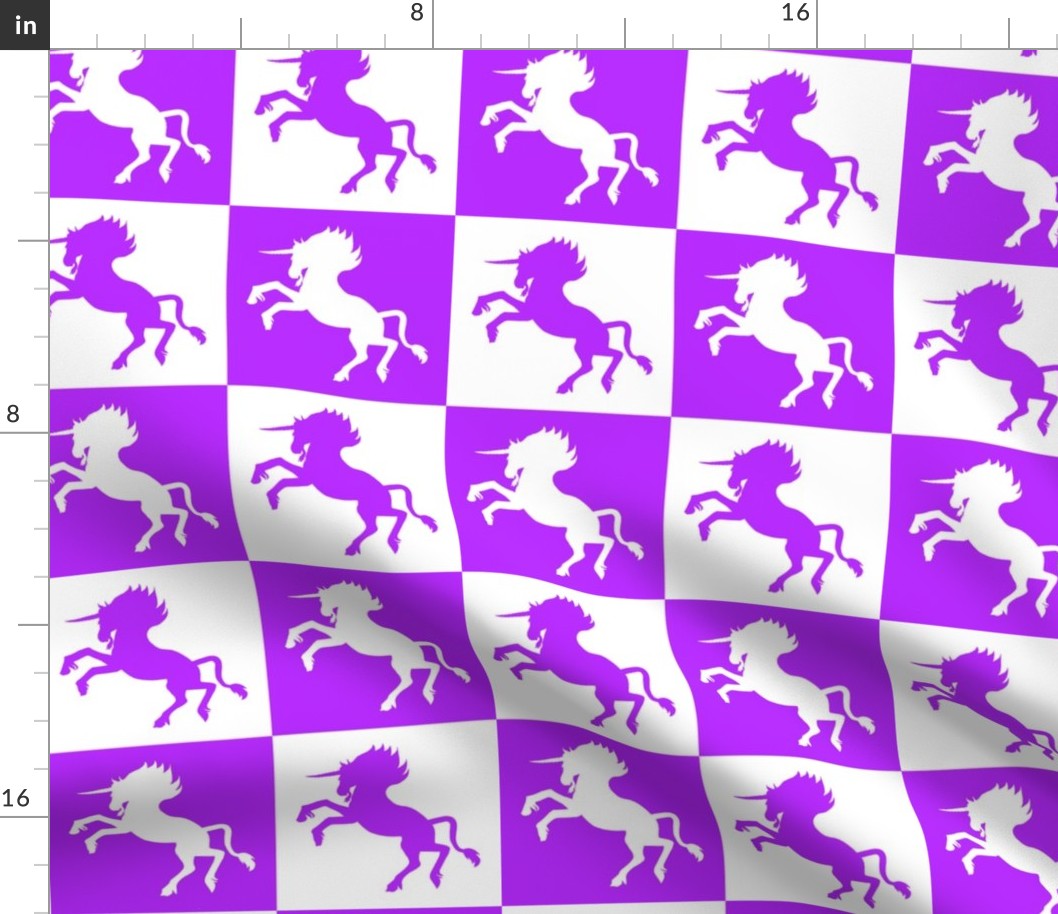 Purple and White Checkerboard Unicorns