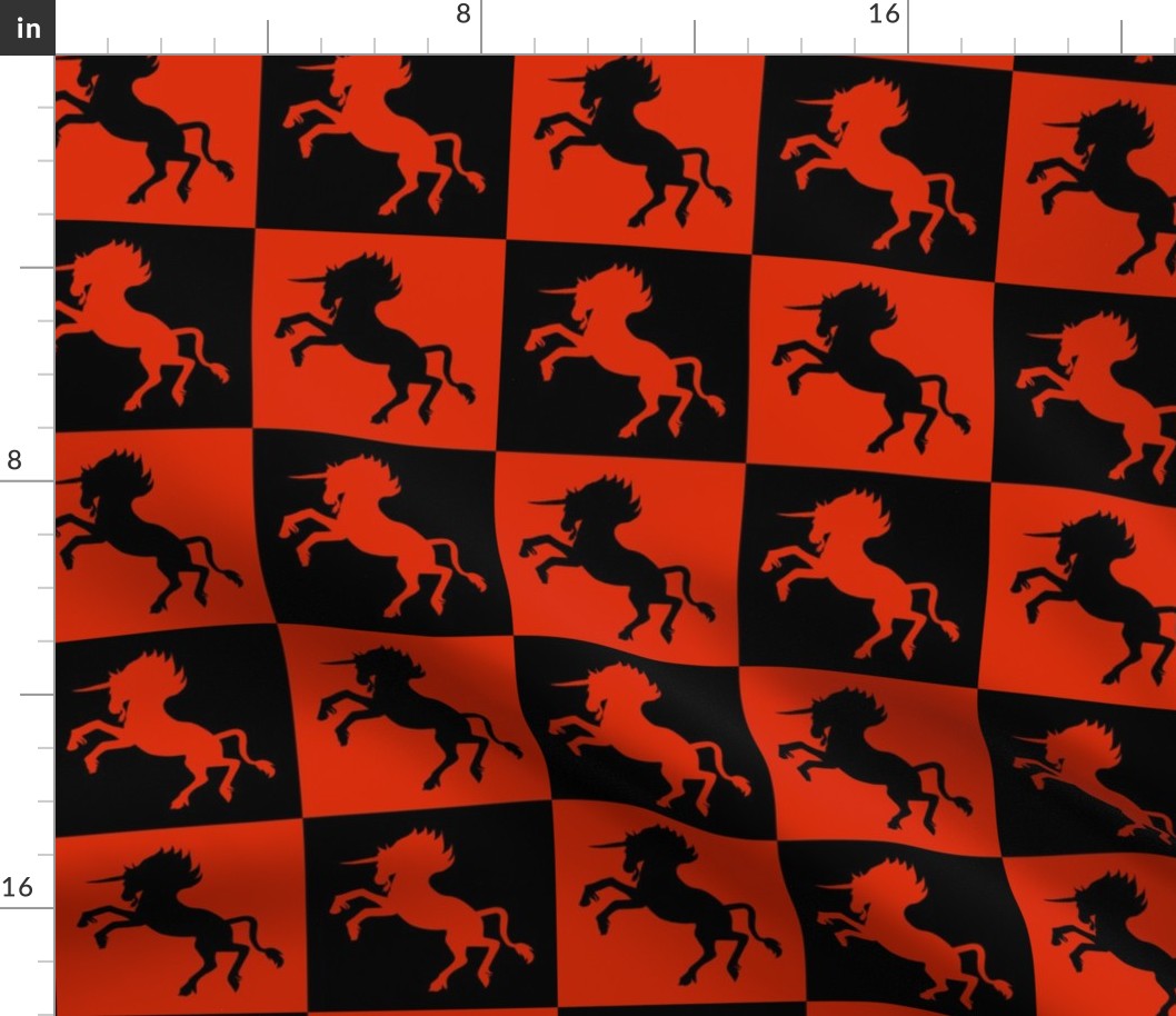 Red and Black Checkeboard Unicorns