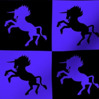 Blue and Black Checkeboard Unicorns