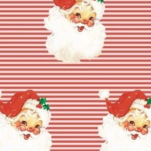 Vintage Santa on Red Stripes