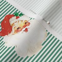 Vintage Santa on Green Stripes