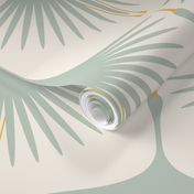 Art Deco Swans - 12" - Duck Egg on Soft Cream - 12"