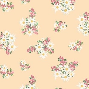 Vintage Australian botanical floral , pink, white and pale orange