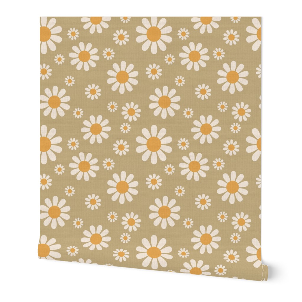 White Daisies on Muted Green backround