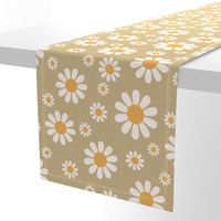 White Daisies on Muted Green backround