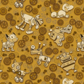 ROBOT Dogs Cogs Nuts & Bolts Mustard Large