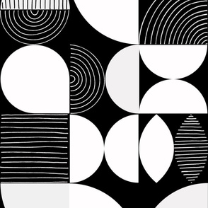 White Black Modern Art Geometric Collage