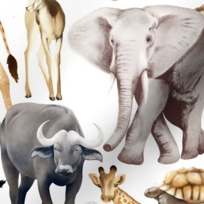 African Animals - white 