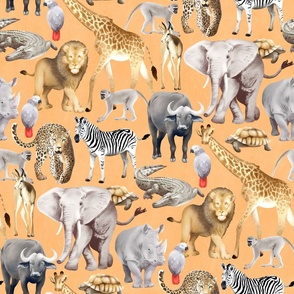 African Animals - orange 