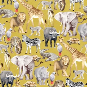 African Animals - mustard yellow 