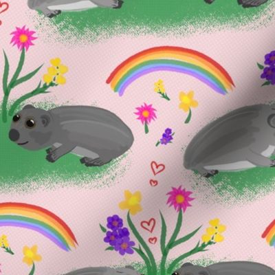 Wombat Friends (rainbow) - cotton candy pink