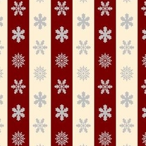 Snowflakes in Cream and Red Stripes