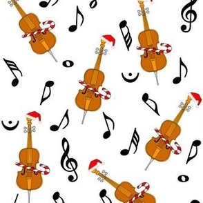 Christmas Cello Music Notes White