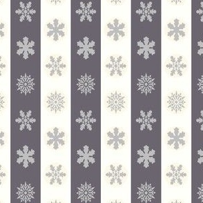 Snowflakes in Off White and Grey Stripes