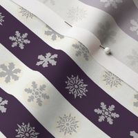 Snowflakes in Off White and Violet Stripes