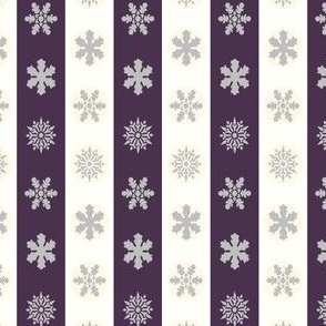 Snowflakes in Off White and Violet Stripes