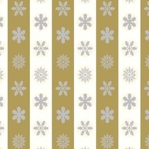 Snowflakes in Off White and Mustard Stripes