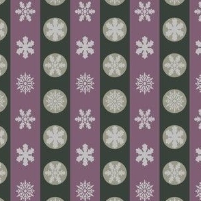 Snowflakes in Red and Mauve Stripes