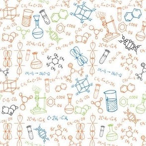 chemistry hand drawn doodles pattern. science and education, back to school pattern
