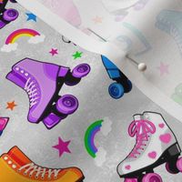 Medium Scale Rollerskates Let's Roll Neon Roller Rink Derby Skate Rainbows and Stars