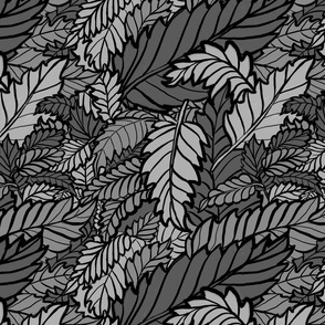 Leaves in black and grey
