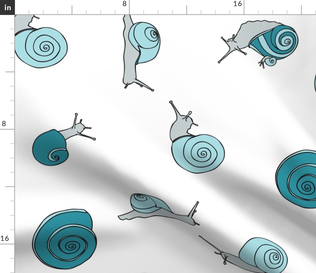 large - snails in lagoon blue on white