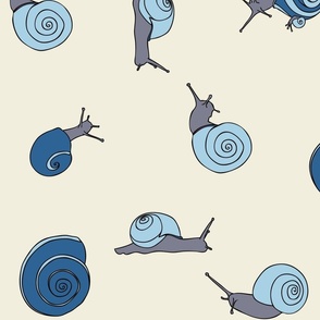 large - snails in blue on natural