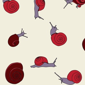 large - snails in red on natural