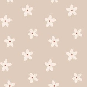 Small hand drawn flowers in Beige