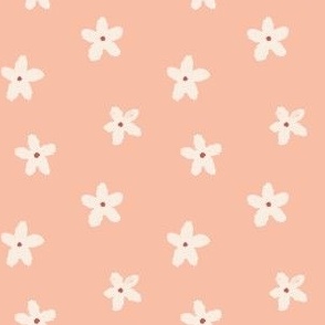 Small hand drawn flowers in Peach pink