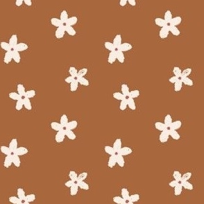 Small hand drawn flowers in Gold brown