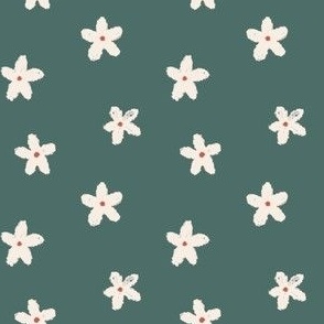 Small hand drawn flowers in Medium green